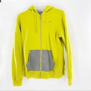 NIKE The Athletic Dept Two-Tone Full Zip Hooded Sweatshirt Yellow/Heather Size L